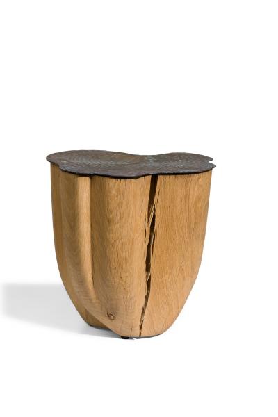 Jules Lobgeois French Contemporary Unique Solid Oak and Brass Duramen