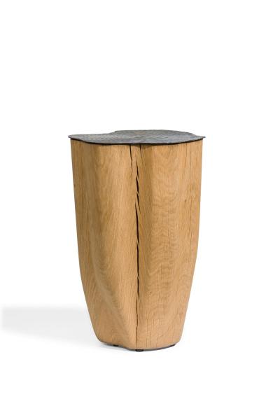 Jules Lobgeois French Contemporary Unique Solid Oak and Brass Tall Duramen