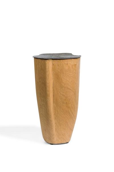 Jules Lobgeois French Contemporary Unique Solid Oak and Brass Tall Duramen