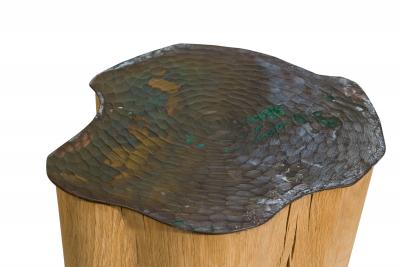 Jules Lobgeois French Contemporary Unique Solid Oak and Brass Tall Duramen