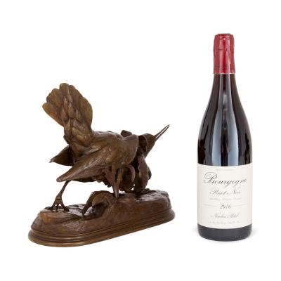 Jules Moigniez Pair of antique French bronze bird sculptures by Jules Moigniez