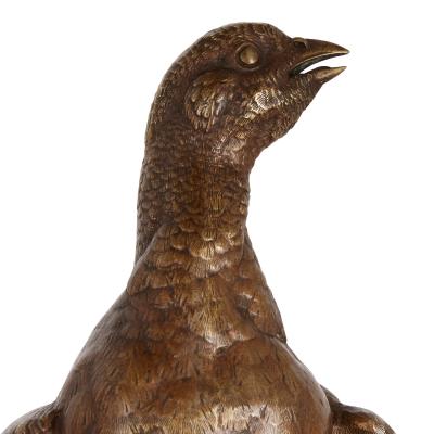 Jules Moigniez Pair of bronze game bird sculptures by Jules Moigniez