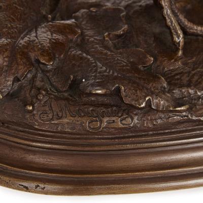 Jules Moigniez Pair of bronze game bird sculptures by Jules Moigniez