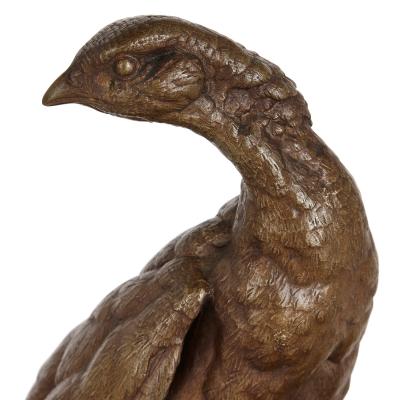 Jules Moigniez Pair of bronze game bird sculptures by Jules Moigniez
