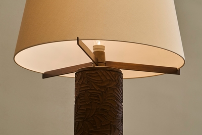 Jules Wabbes Antoine Callebaut Monumental Table Lamp in Patinated Bronze Belgium 1970s