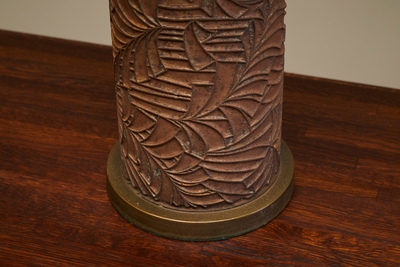 Jules Wabbes Antoine Callebaut Monumental Table Lamp in Patinated Bronze Belgium 1970s