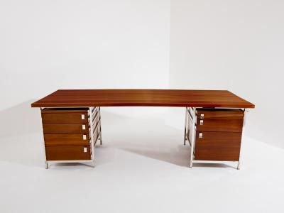 Jules Wabbes Jules Wabbes curved executive mahogany and jatoba desk 1958