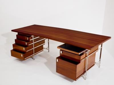 Jules Wabbes Jules Wabbes curved executive mahogany and jatoba desk 1958