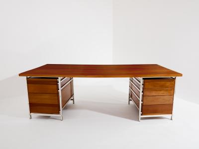 Jules Wabbes Jules Wabbes curved executive mahogany and jatoba desk 1958