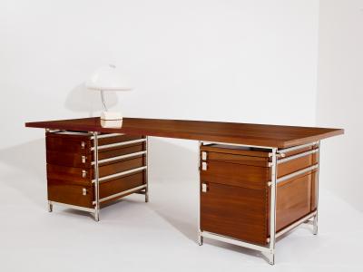 Jules Wabbes Jules Wabbes curved executive mahogany and jatoba desk 1958