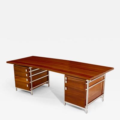 Jules Wabbes Jules Wabbes curved executive mahogany and jatoba desk 1958