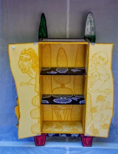 Julian Faulkner Adam and Adam in Eden Painted Cabinet Signed 1996