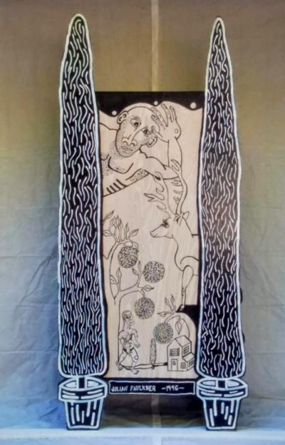 Julian Faulkner Adam and Adam in Eden Painted Cabinet Signed 1996