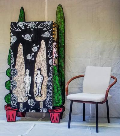 Julian Faulkner Adam and Adam in Eden Painted Cabinet Signed 1996