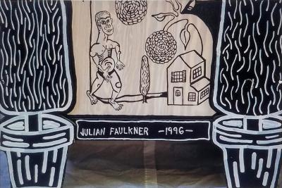 Julian Faulkner Adam and Adam in Eden Painted Cabinet Signed 1996