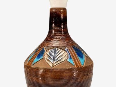 Julie Keramik Danish Modern Brown Ceramic Table Lamp Denmark 1960s