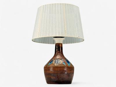 Julie Keramik Danish Modern Brown Ceramic Table Lamp Denmark 1960s
