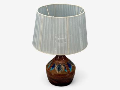 Julie Keramik Danish Modern Brown Ceramic Table Lamp Denmark 1960s