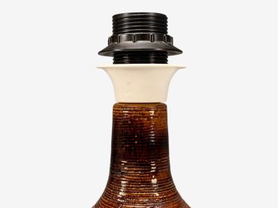 Julie Keramik Danish Modern Brown Ceramic Table Lamp Denmark 1960s