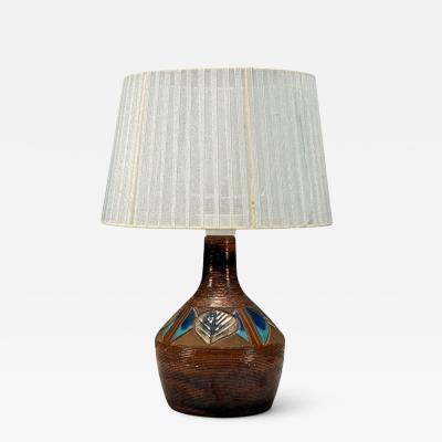 Julie Keramik Danish Modern Brown Ceramic Table Lamp Denmark 1960s