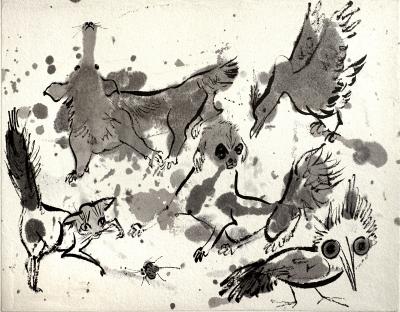 Juliet Kepes Cat Dog Bird Monkey Owl Lady Bug Portrait Alert Animals Illustration