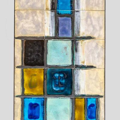 Juliette Belarti Juliette Belarti abstract ceramic top on wrought iron coffee table