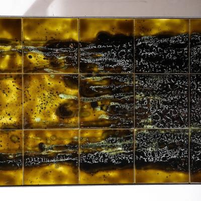 Juliette Belarti Mid Century Ceramic Tile Polished Aluminum Coffee Table by Juliette Belarti