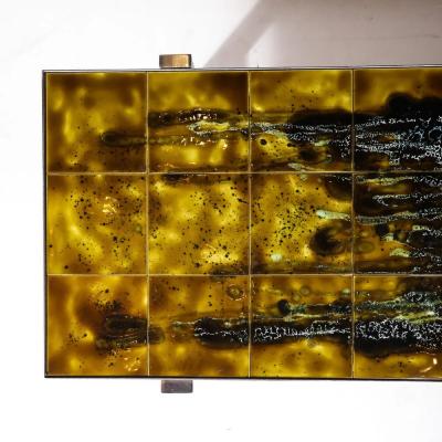 Juliette Belarti Mid Century Ceramic Tile Polished Aluminum Coffee Table by Juliette Belarti