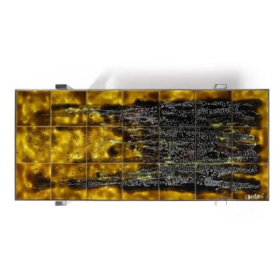 Juliette Belarti Mid Century Ceramic Tile Polished Aluminum Coffee Table by Juliette Belarti