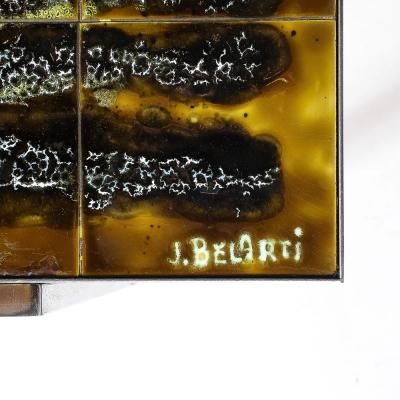 Juliette Belarti Mid Century Ceramic Tile Polished Aluminum Coffee Table by Juliette Belarti