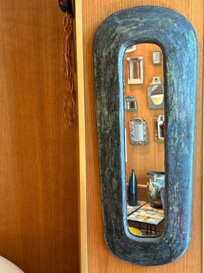 Juliette Derel Ceramic Mirror by Juliette Derel France 1960s