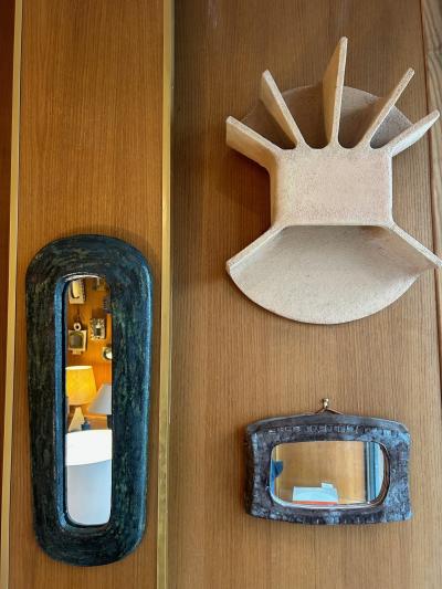 Juliette Derel Ceramic Mirror by Juliette Derel France 1960s