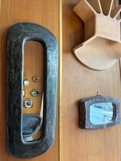Juliette Derel Ceramic Mirror by Juliette Derel France 1960s
