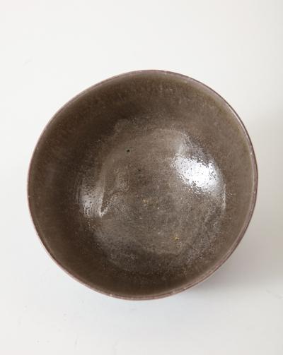 Juliette Derel Juliette Derel Rivier Round Ceramic Blue Dish on Raised Foot France c 1950s