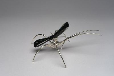 Julio Mart nez Barnetche Ara a Spider black jadeite sculpture with silver