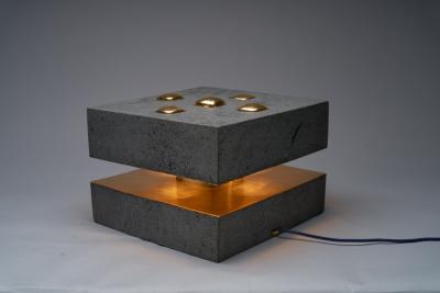 Julio Mart nez Barnetche Architectural Lamp volcanic stone and gold leaf