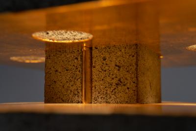 Julio Mart nez Barnetche Architectural Lamp volcanic stone and gold leaf