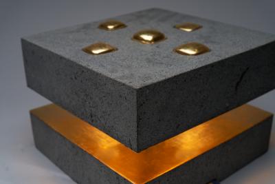 Julio Mart nez Barnetche Architectural Lamp volcanic stone and gold leaf