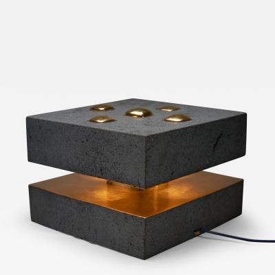 Julio Mart nez Barnetche Architectural Lamp volcanic stone and gold leaf