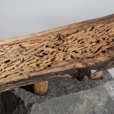 Julio Mart nez Barnetche BANCA CON PATAS BENCH WITH FEET salvaged wood and volcanic stone