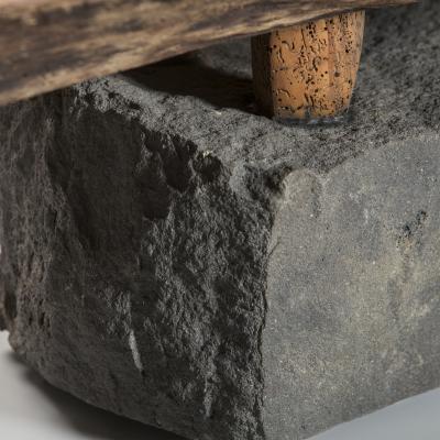 Julio Mart nez Barnetche BANCA CON PATAS BENCH WITH FEET salvaged wood and volcanic stone