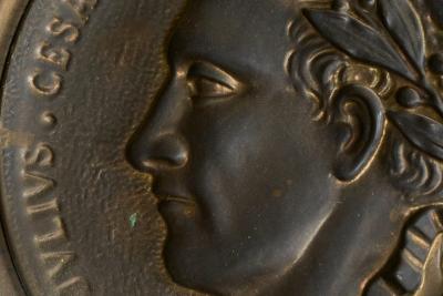 Julius Caesar Neoclassical Repouss in Patinated Copper 19th Century