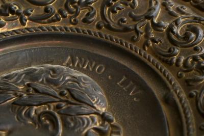 Julius Caesar Neoclassical Repouss in Patinated Copper 19th Century