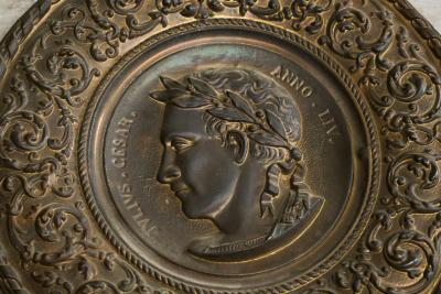 Julius Caesar Neoclassical Repouss in Patinated Copper 19th Century