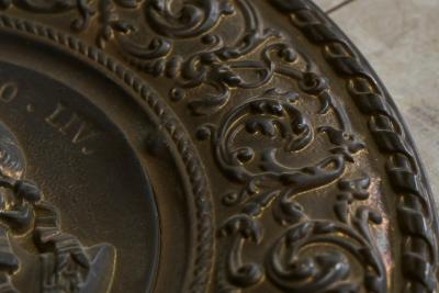 Julius Caesar Neoclassical Repouss in Patinated Copper 19th Century