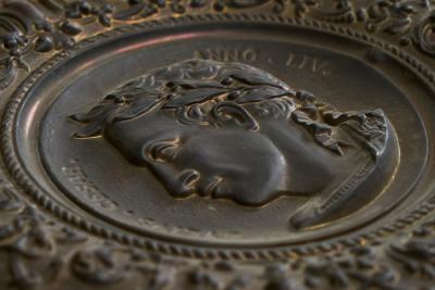 Julius Caesar Neoclassical Repouss in Patinated Copper 19th Century