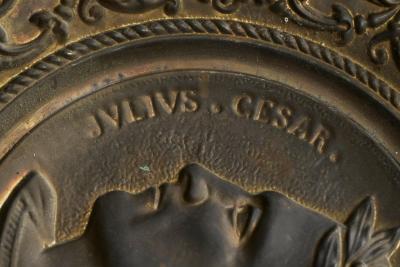 Julius Caesar Neoclassical Repouss in Patinated Copper 19th Century