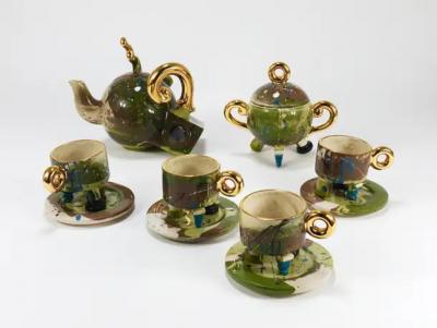 Juraj Mahalik Sculptural Postmodern Pop Art Tea Service by Art4 Slovakia 1990s