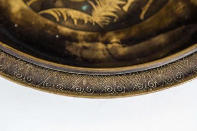Just Andersen DANISH ART DECO JUST ANDERSEN FALCON AND DEER IN LANDSCAPE BRONZE CHARGER