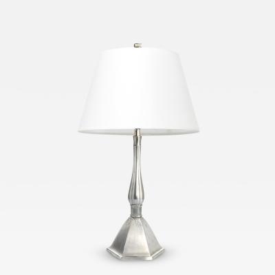 Just Andersen JUST ANDERSEN POLISHED PEWTER TABLE LAMP WITH ACANTHUS LEAVES DENMARK 